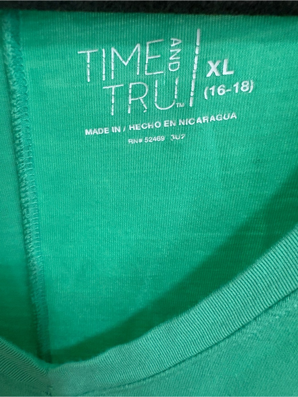 Time and Tru Bright Green Crew Neck Tee